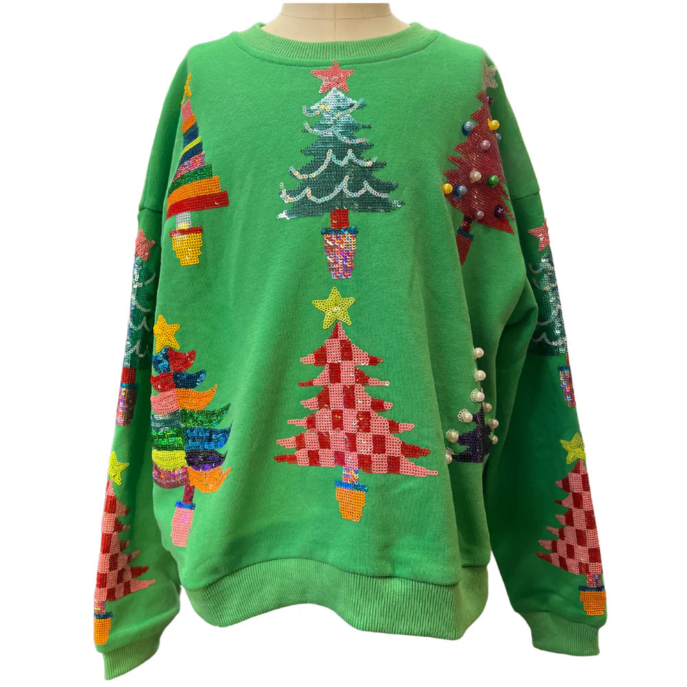 Green Colorblock Tree sweatshirt