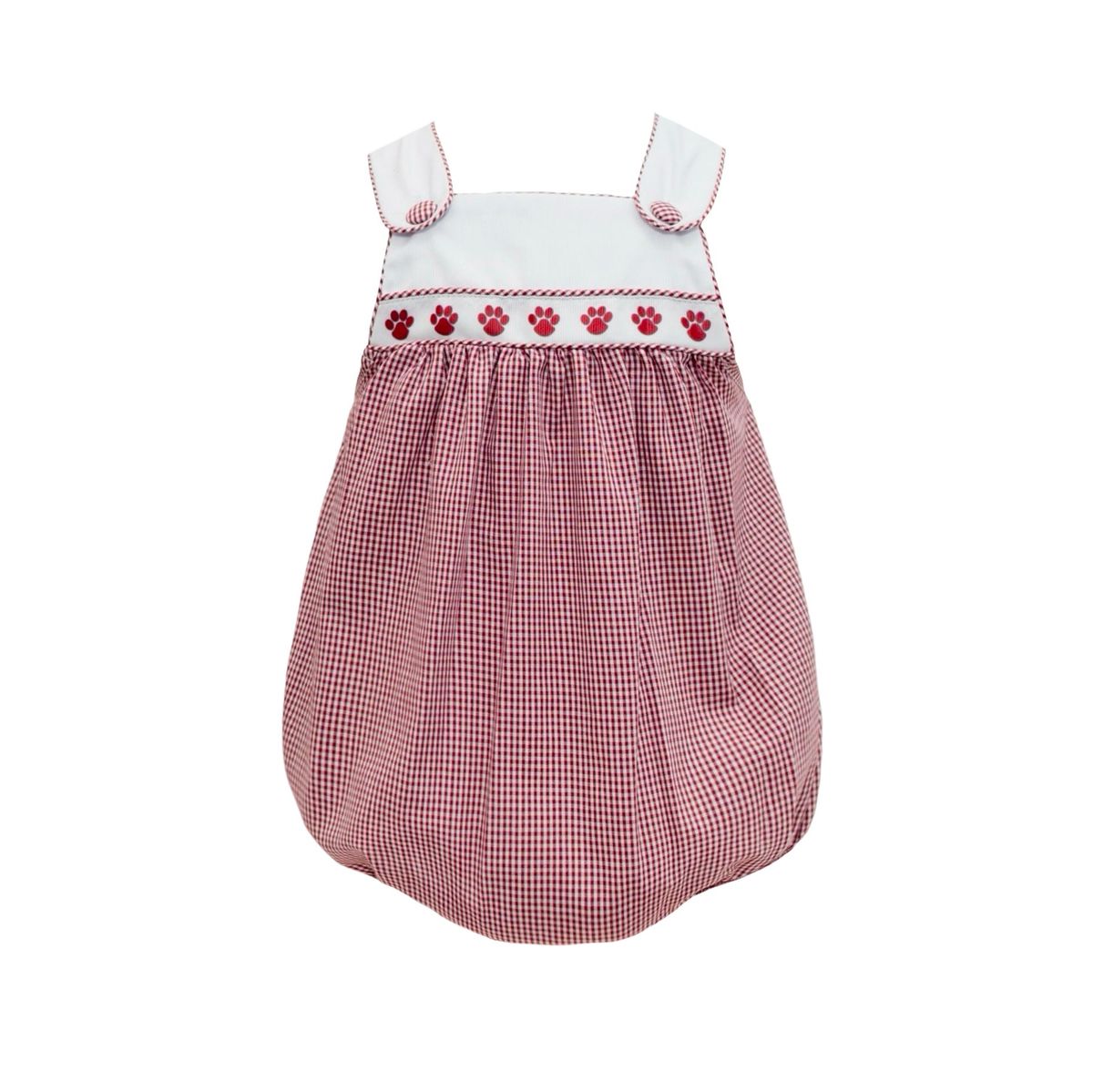 Maroon Gingham bulldog paw ribbon bubble