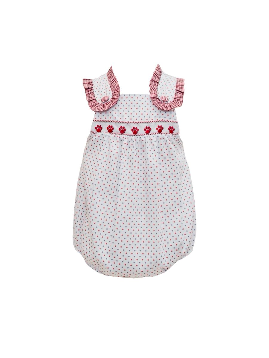 Maroon Bitty Dot Bulldog Paw ribbon bubble