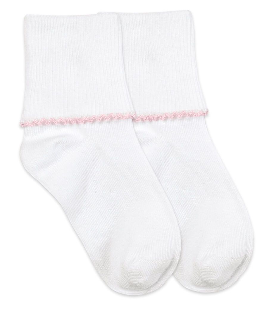 White/pink tatted socks