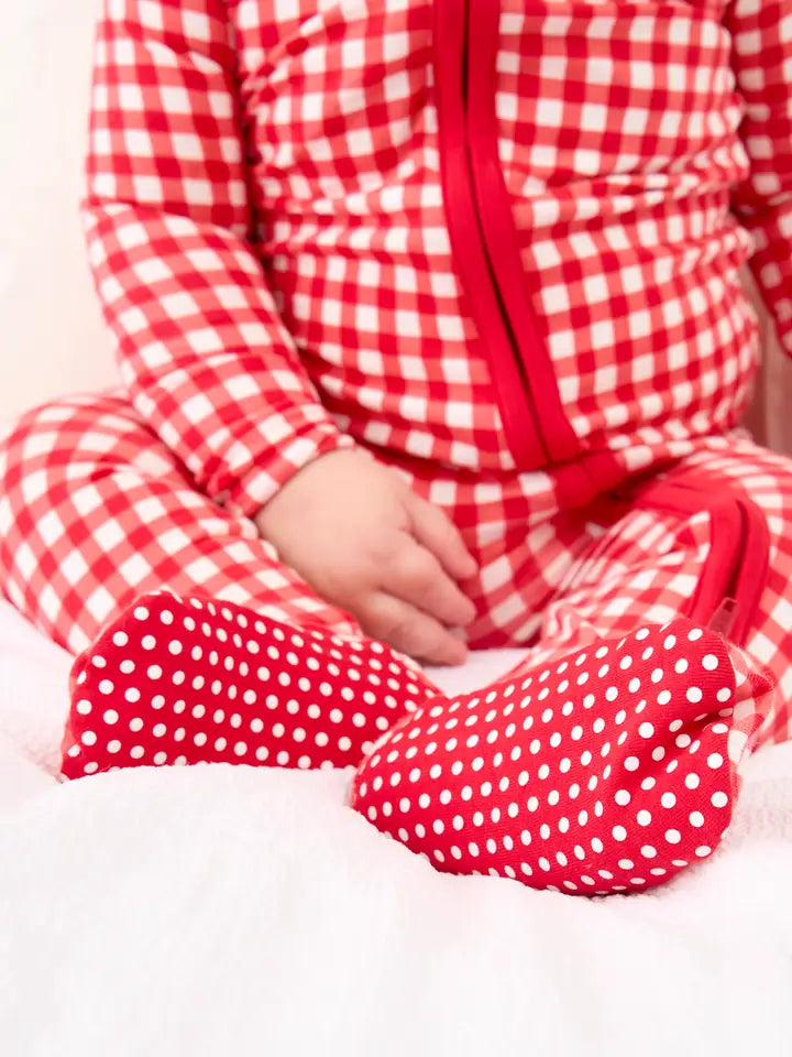 Red & White Gingham Footed Pajama