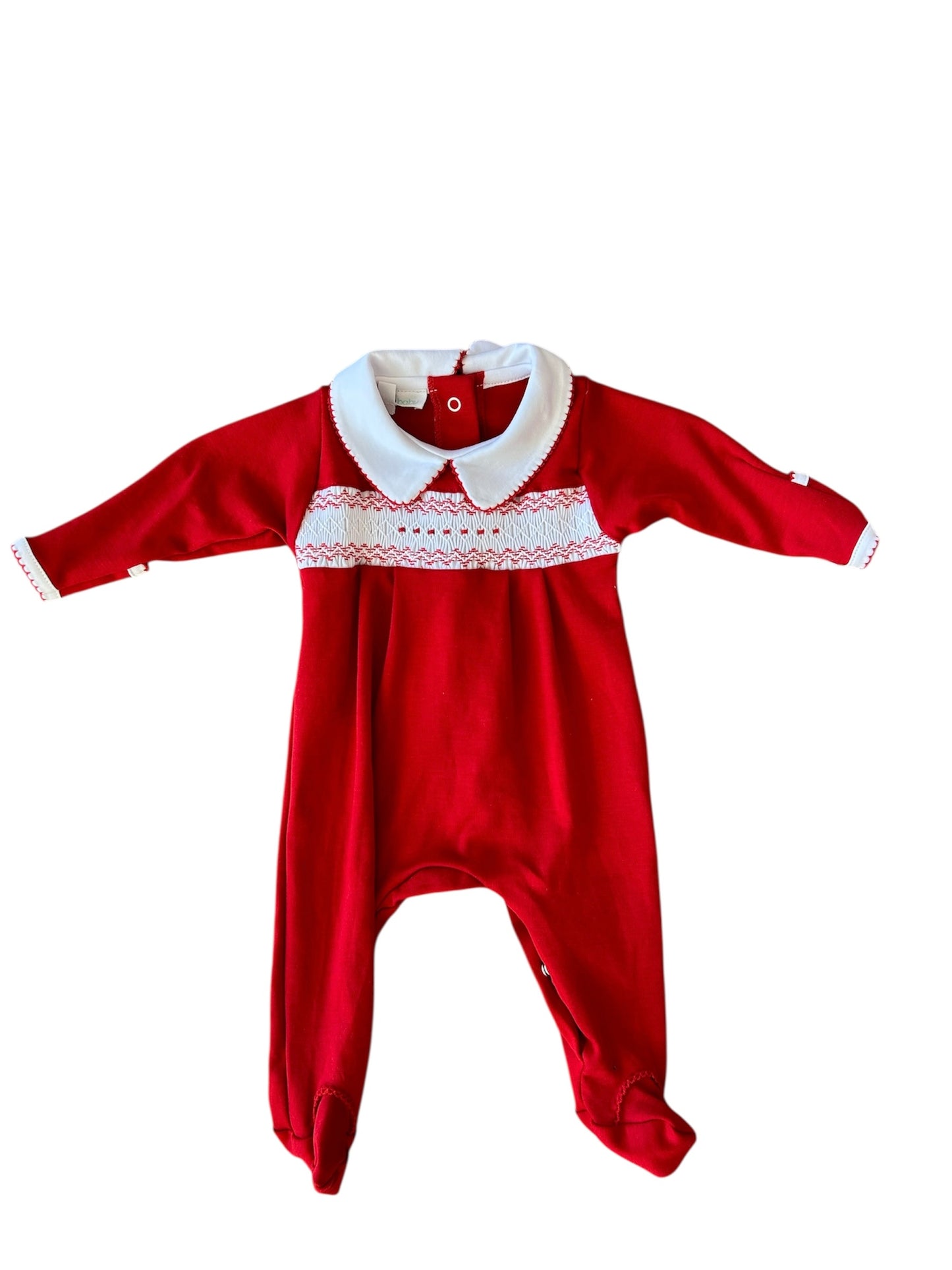 Red Classic smocked Footie Boy