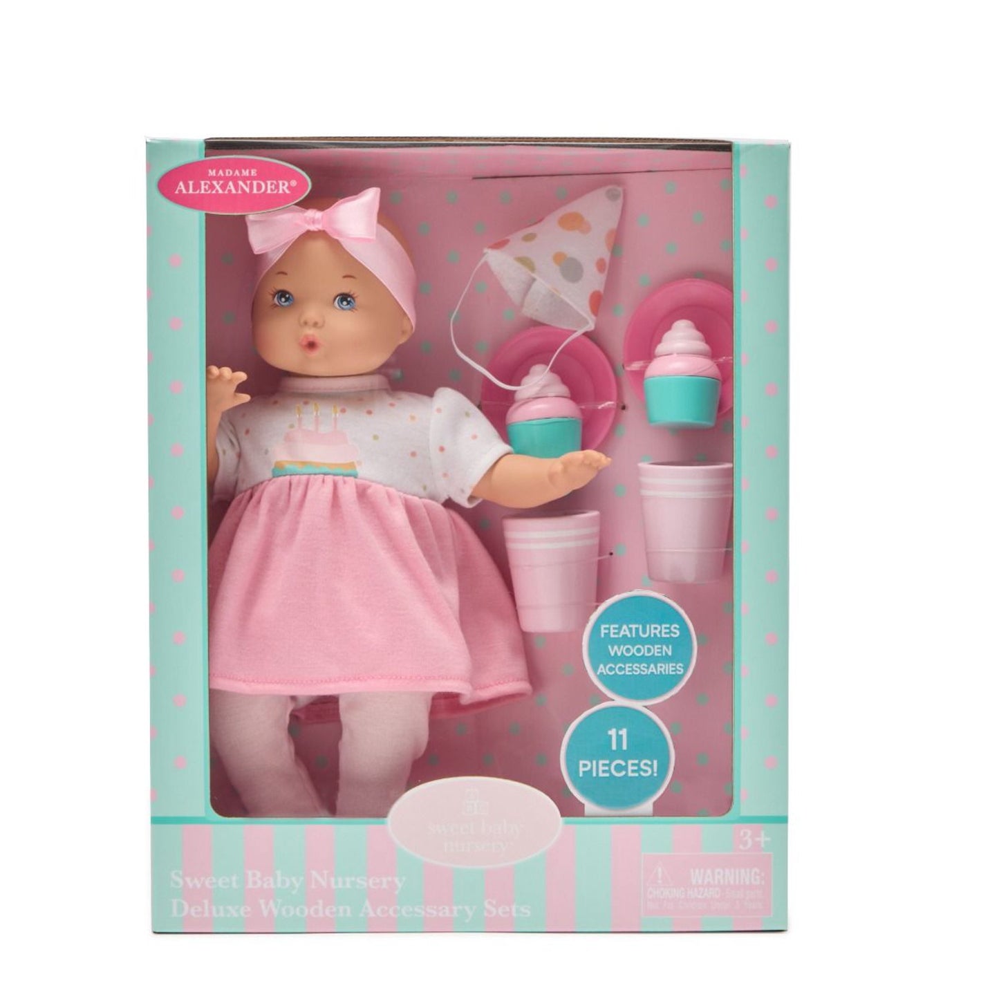 Madame Alexander 12-inch Sweet Baby Nursery Deluxe Wooden Accessory Set, Party