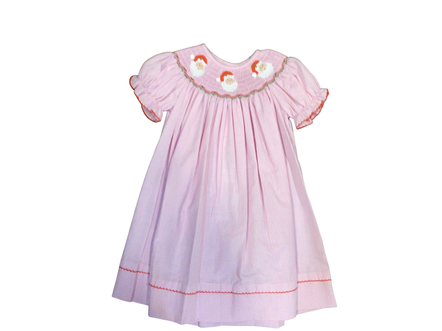 Santa face pink gingham dress