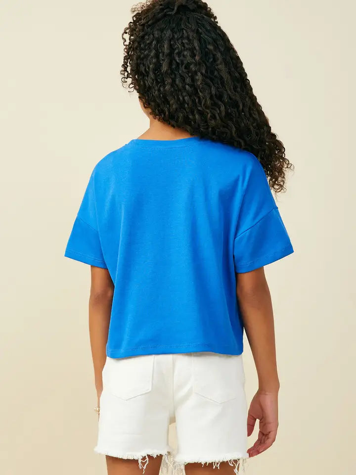 Girls Ruffle Pocket Knit T Shirt