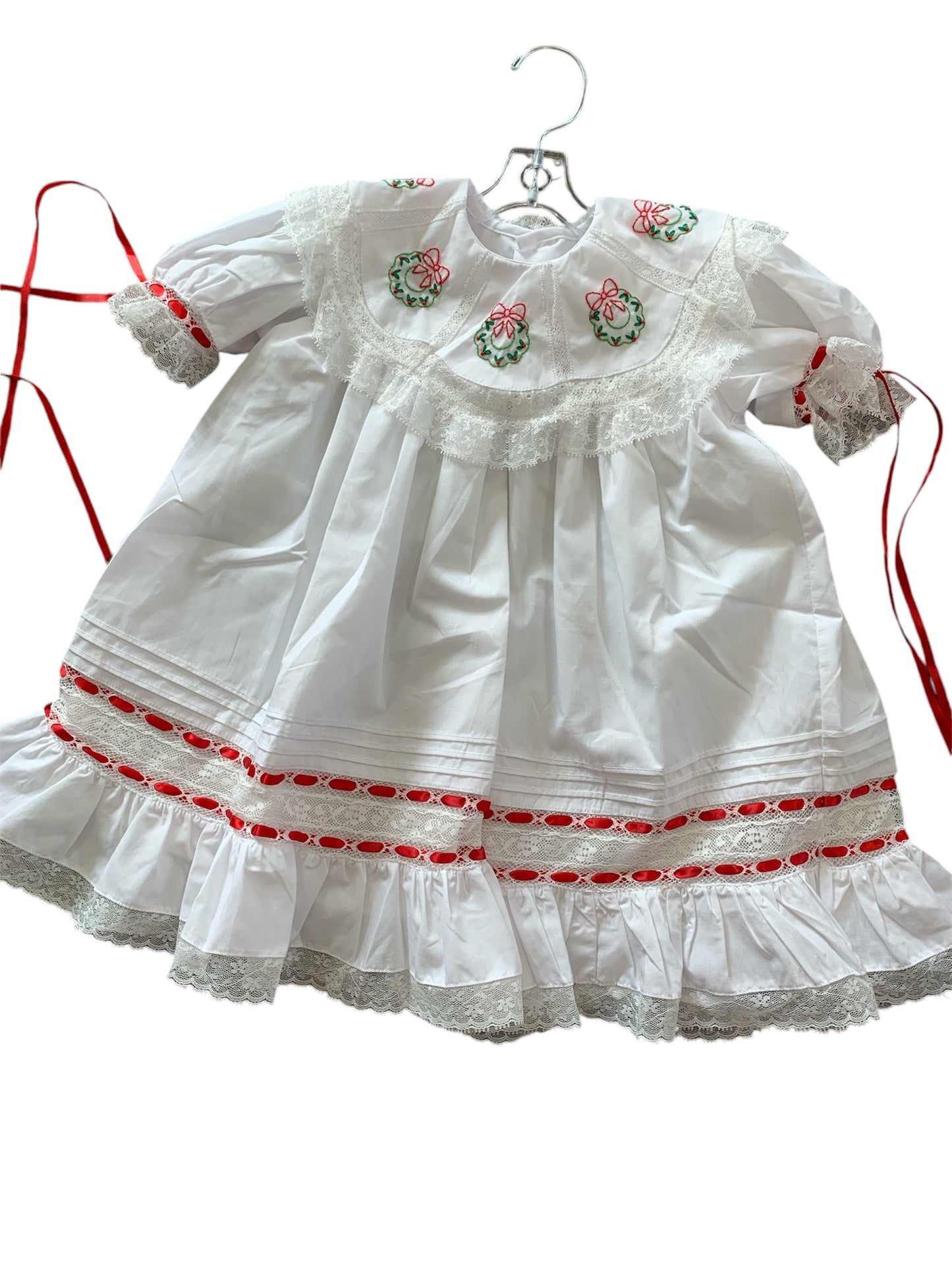Christmas Wreath Embroidered Collar Lucille Dress