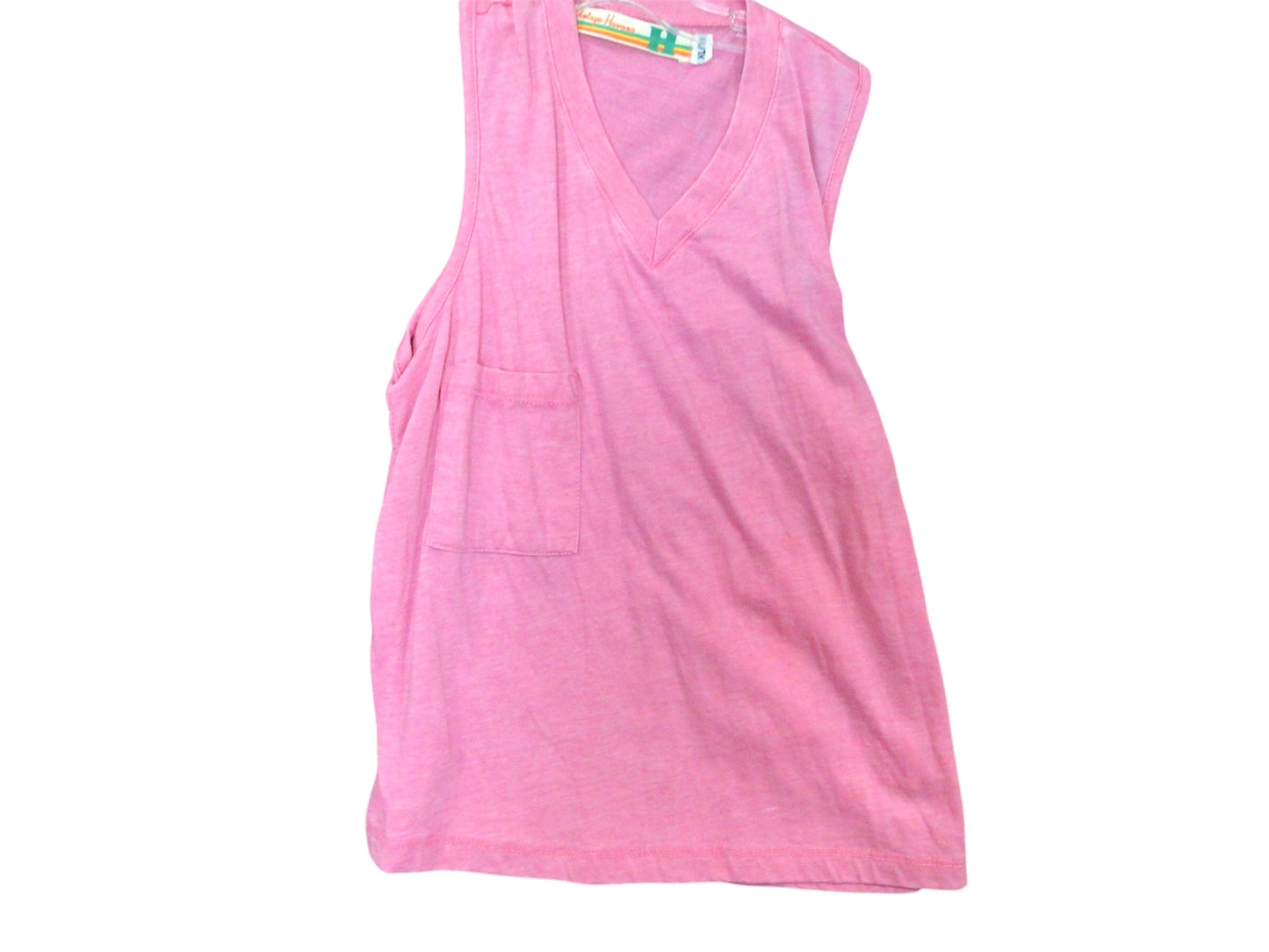 Pink V neck pocket tank