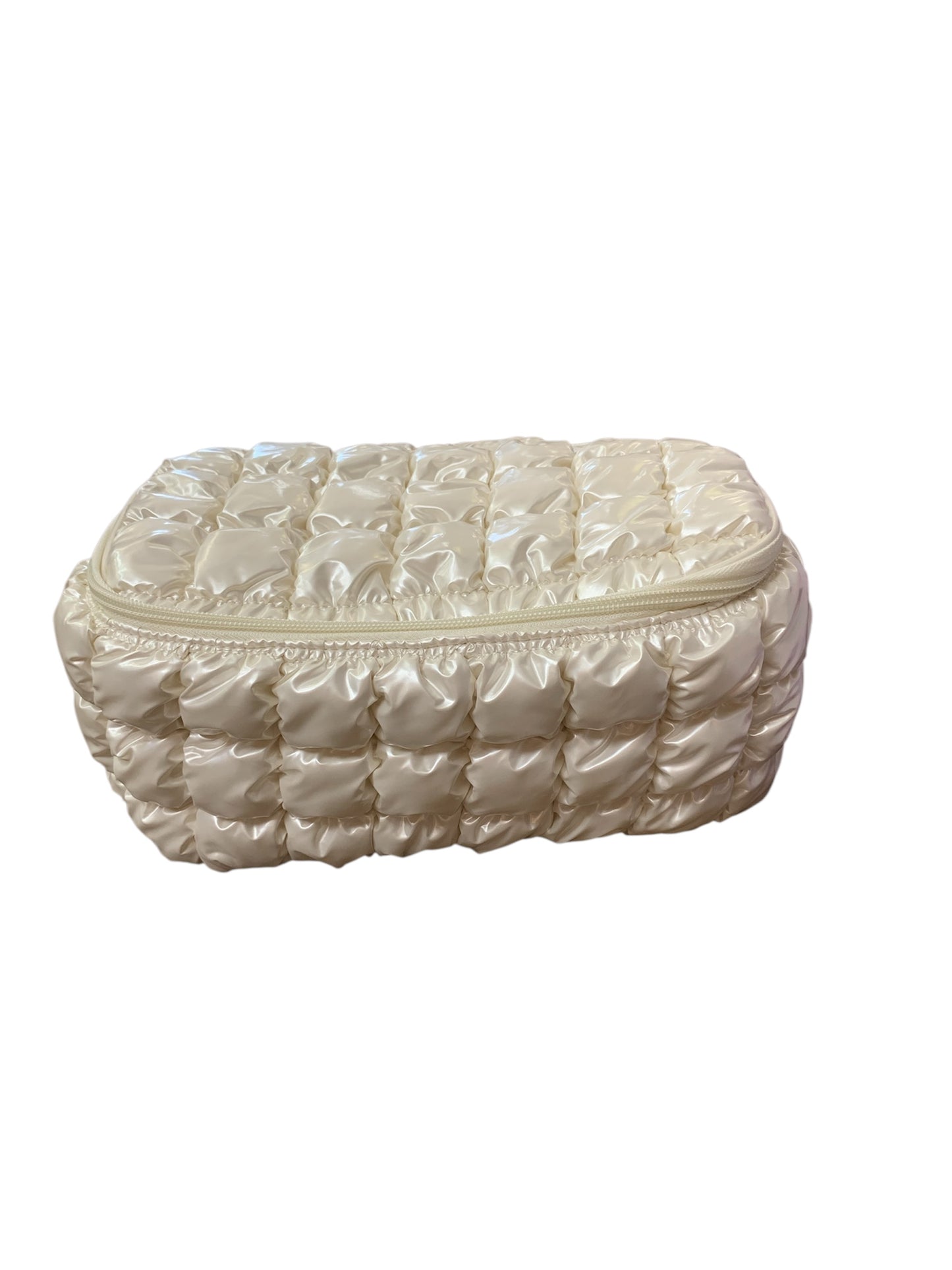 Pearl White Puffer Cosmetic Case