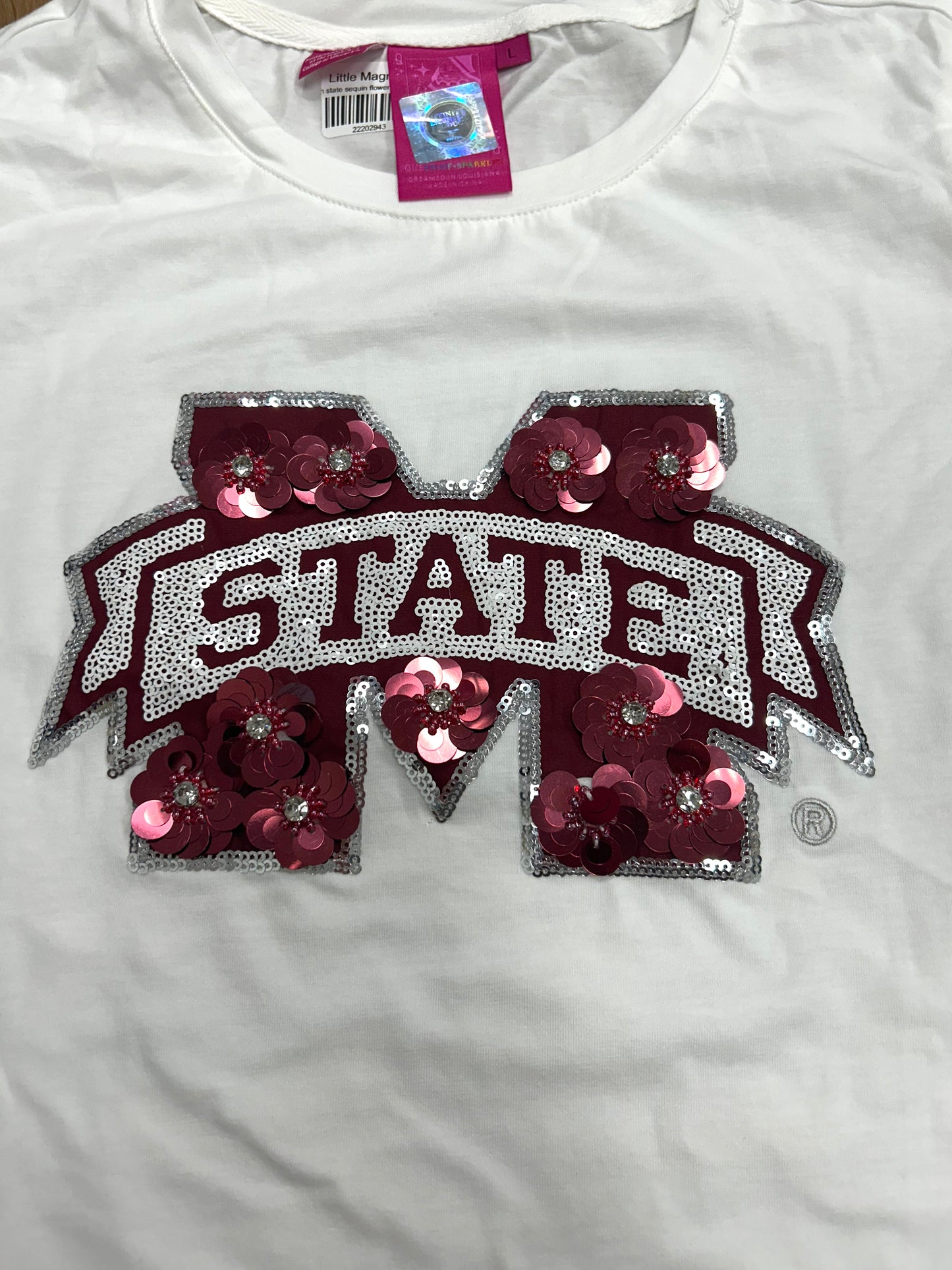 Queen state sequin flower tee