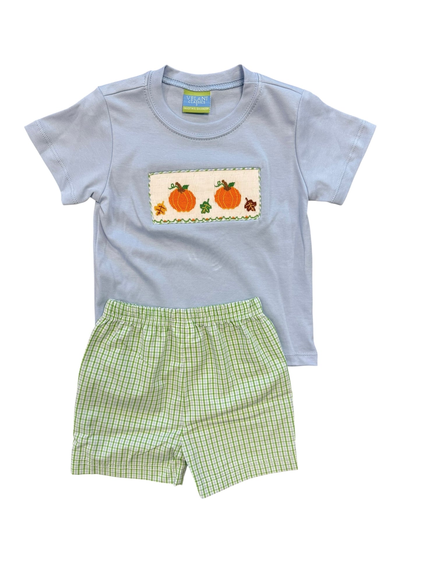 green and blue check shorts