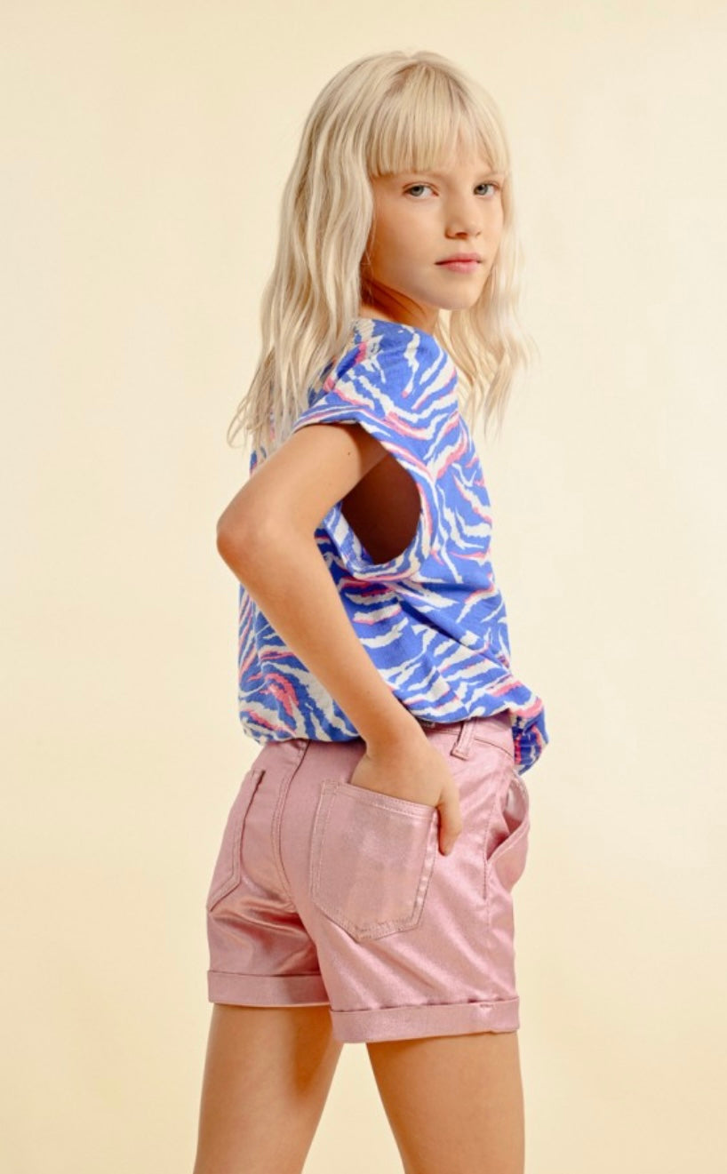 pink woven shorts