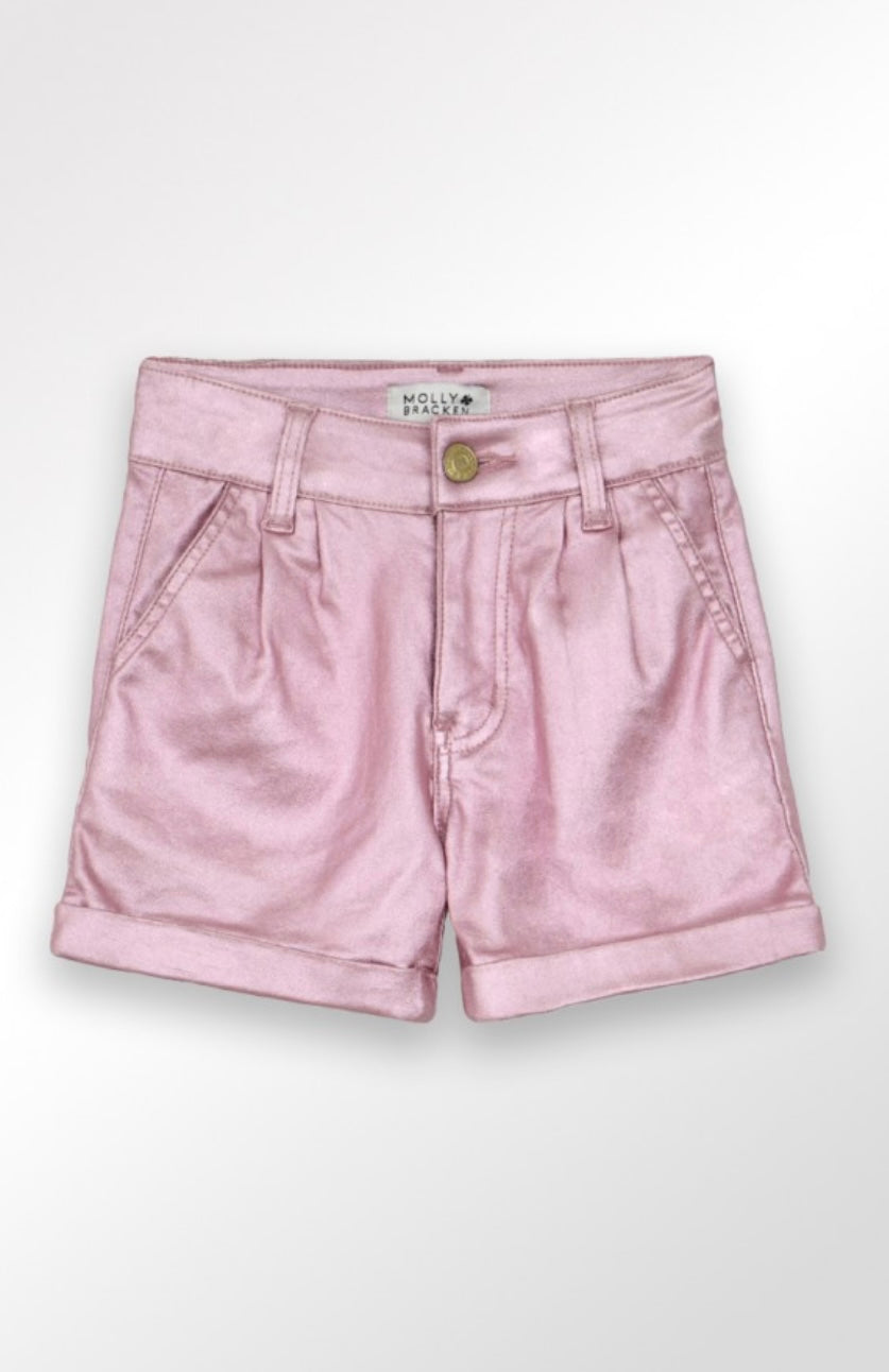 pink woven shorts