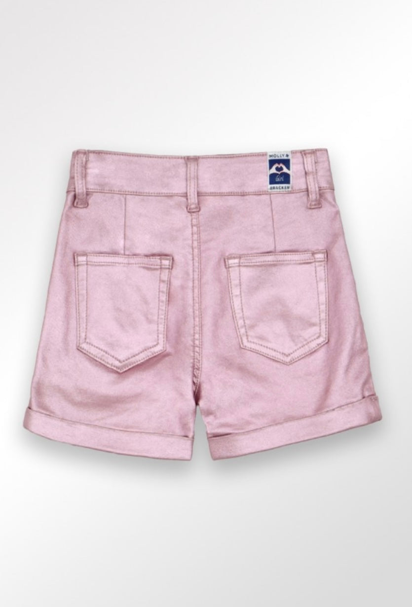 pink woven shorts