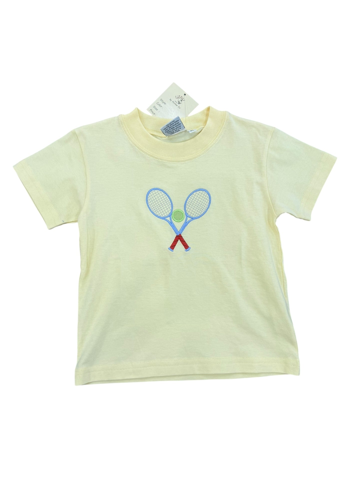 Yellow tennis racket tee