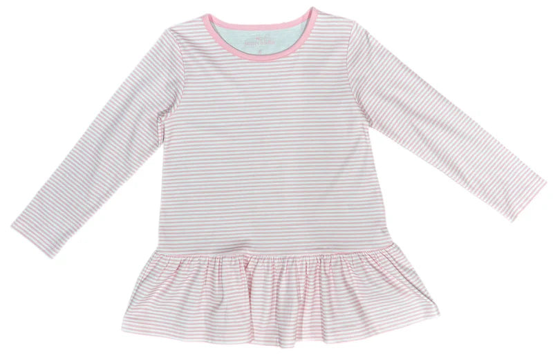 Peggie Peplum knit top light pink stripe