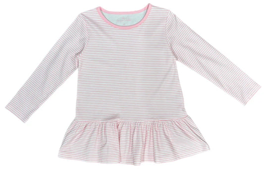 Peggie Peplum knit top light pink stripe