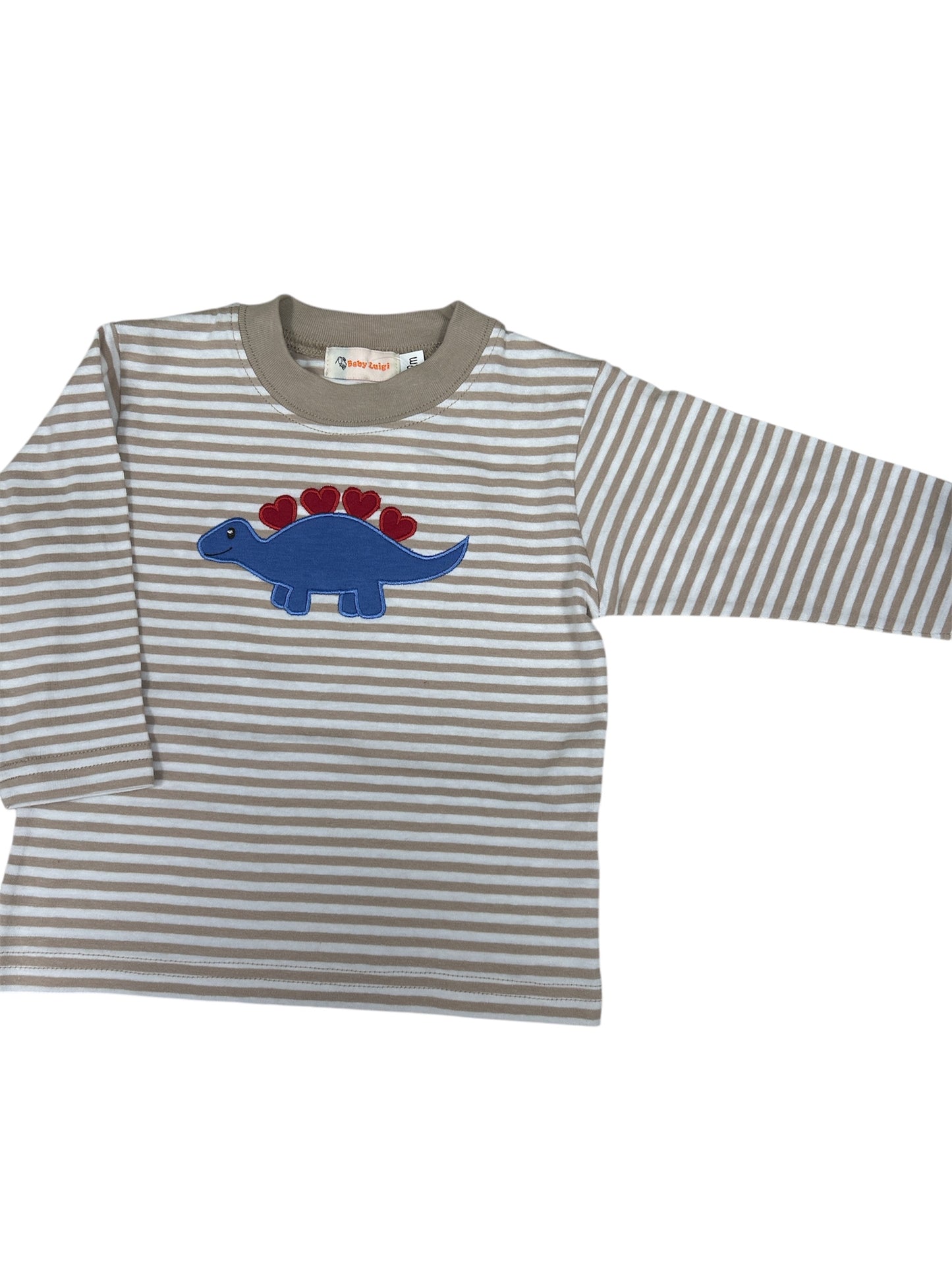 Tan/White Stripe Valentine Dino Shirt