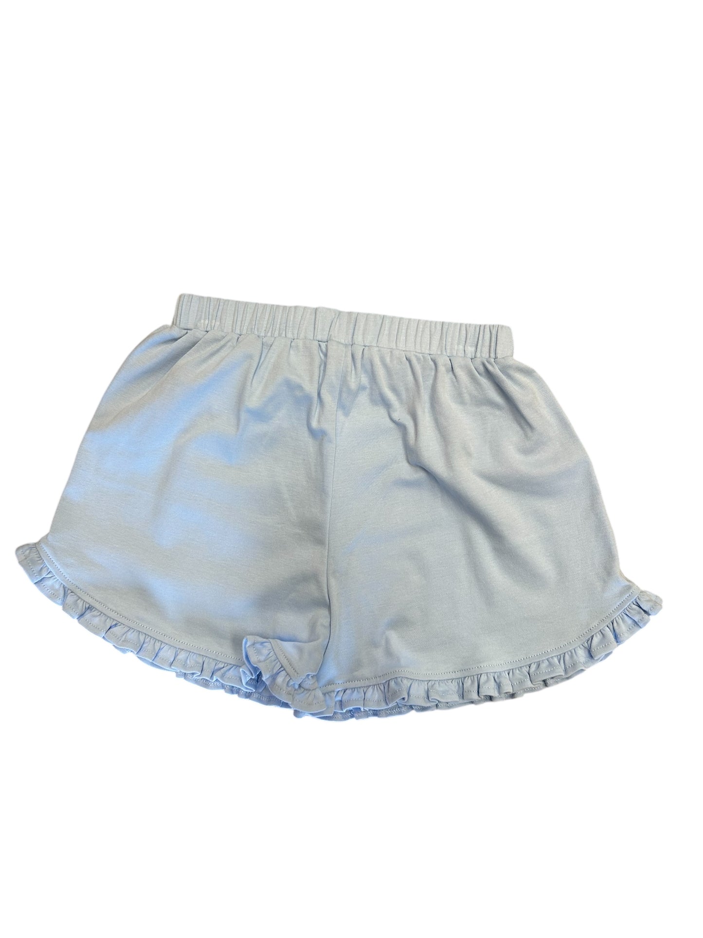Light blue ruffled knit pima shorts