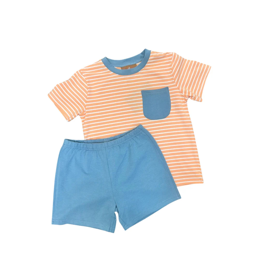 Hudson short set orange and blue