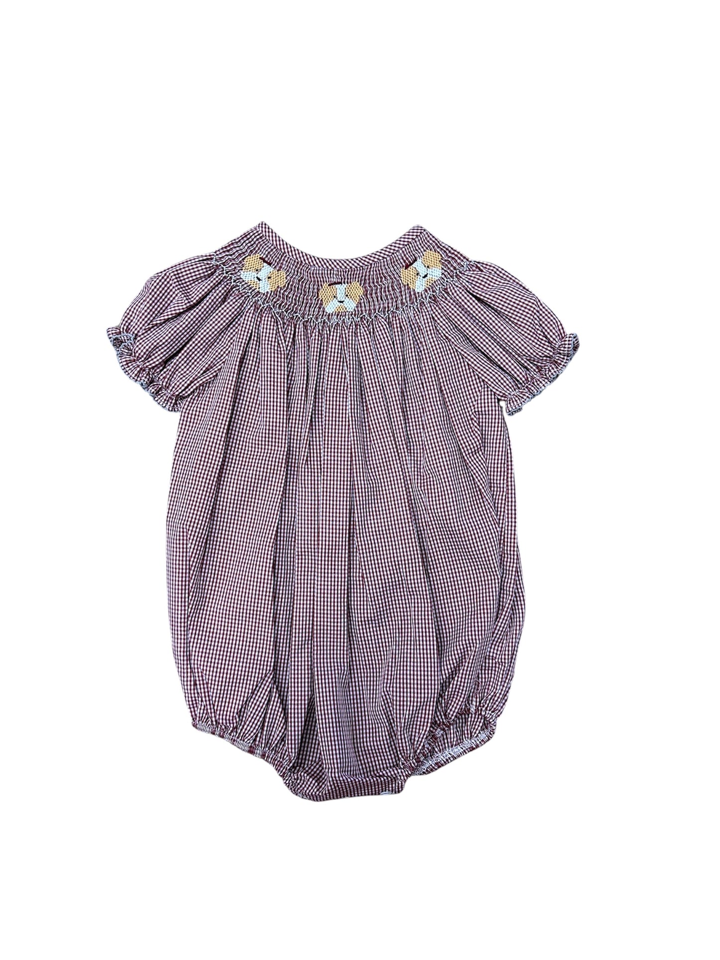 Maroon Bulldog smocked bubble
