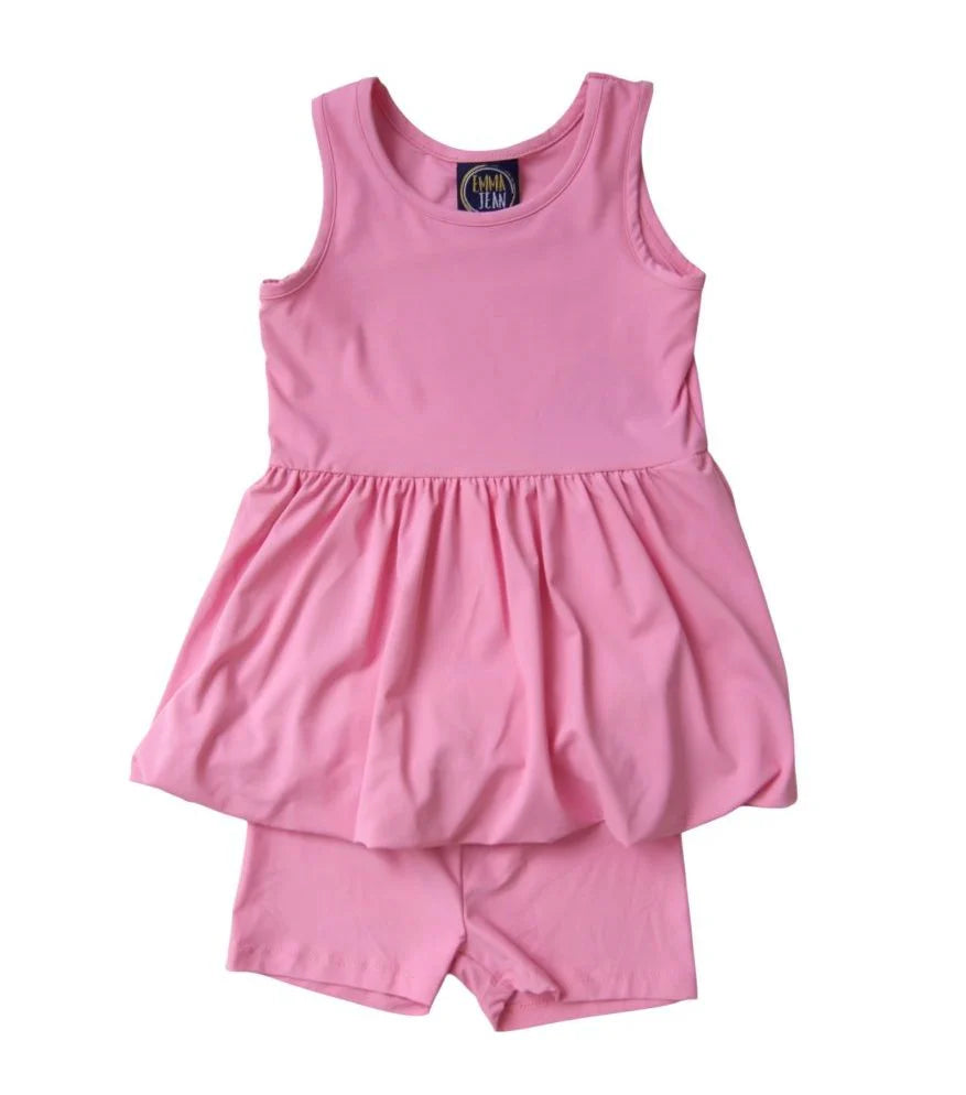 Pink bubble dress with shorts
