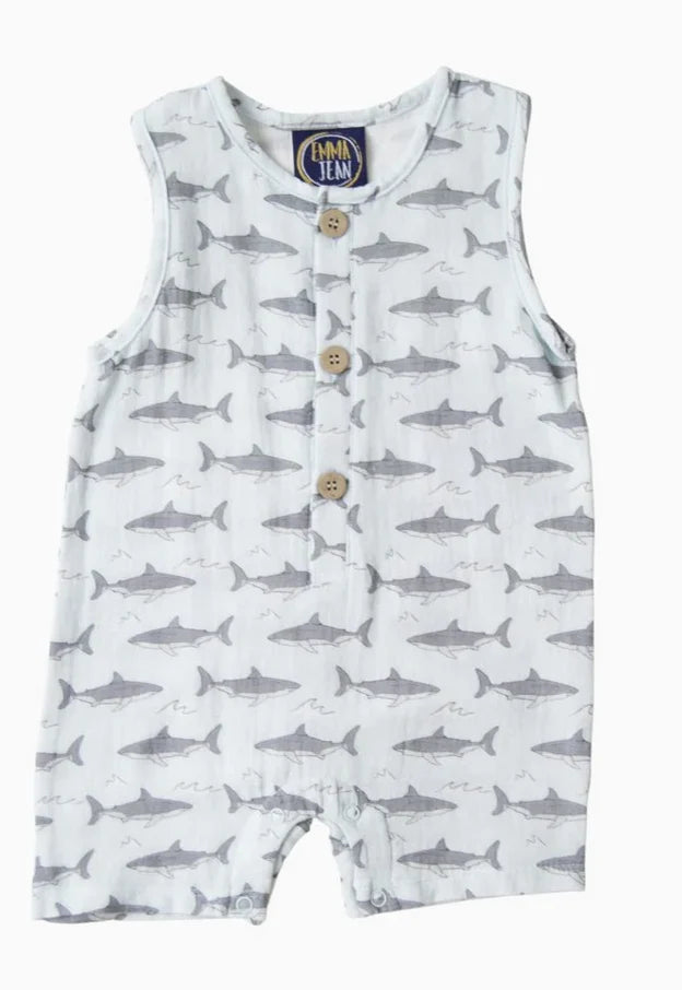 shark boy romper