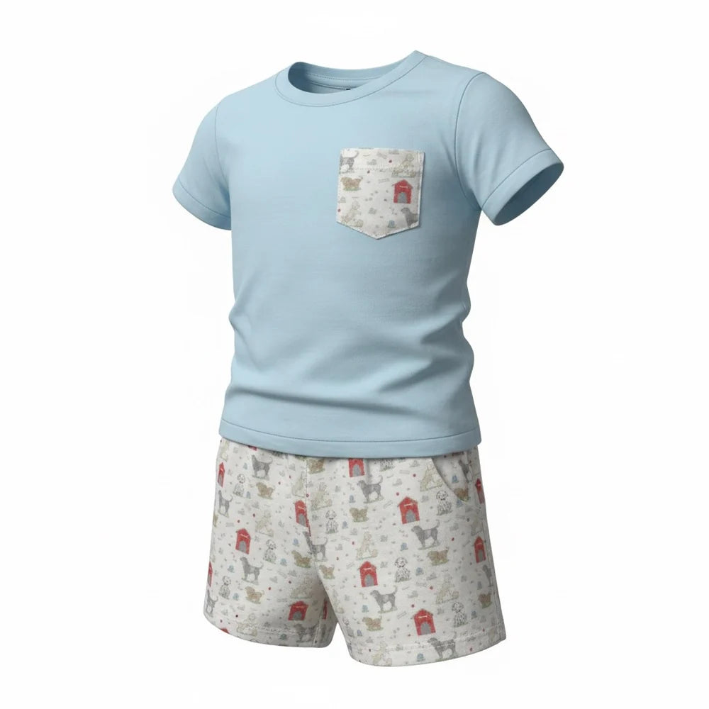 Puppy play boy short set