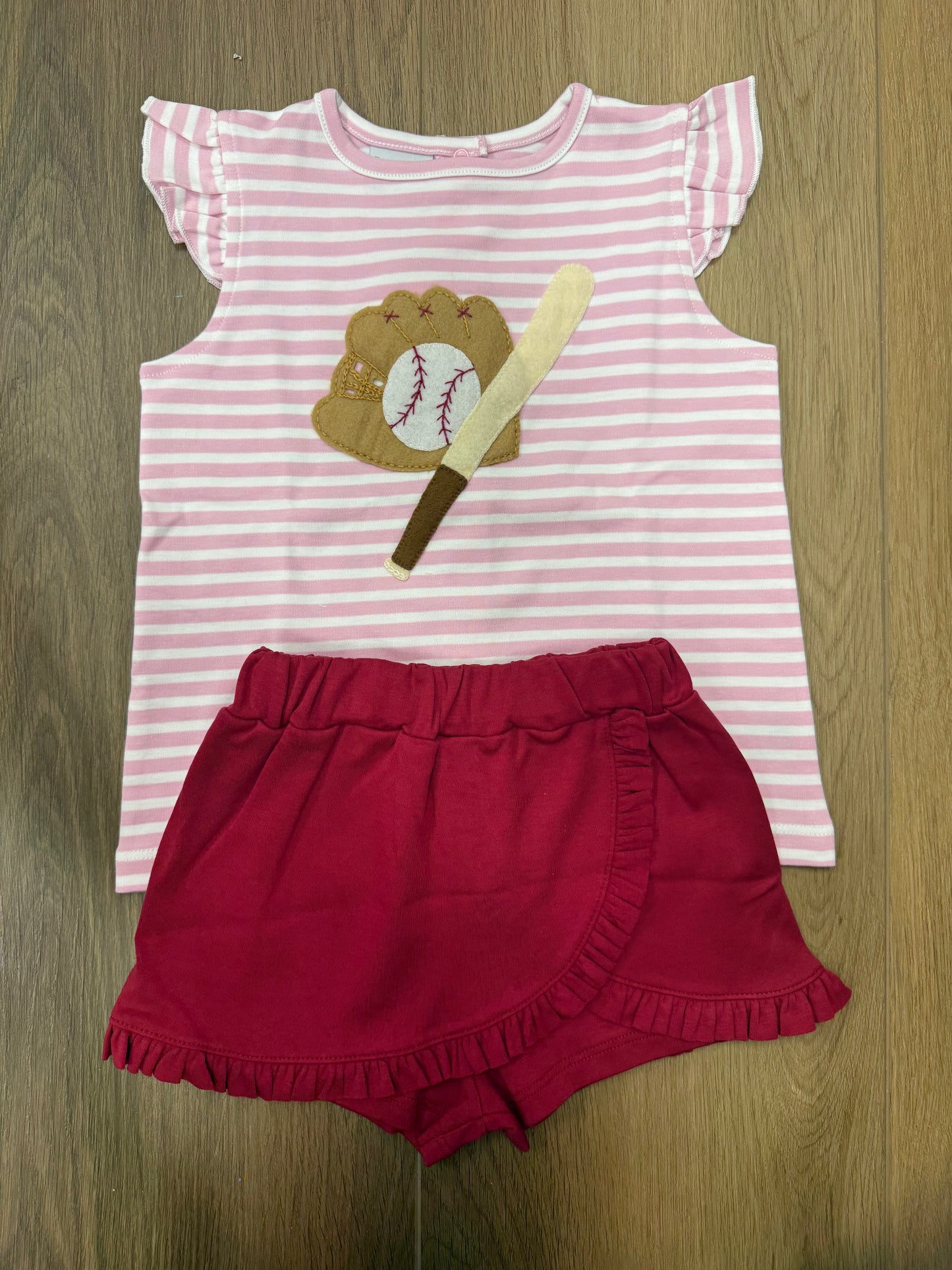 Baseball short set pink
