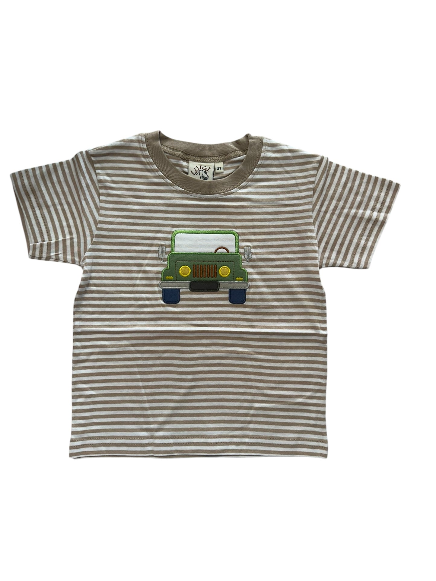 Khaki stripe jeep t-shirt