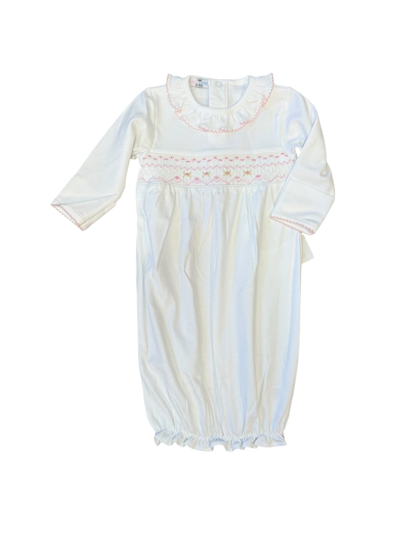 Sally White/pink Pima Gown