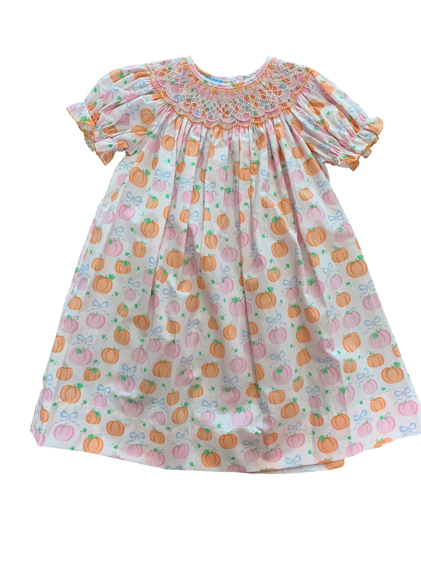 bow and pumpkin smocked dress