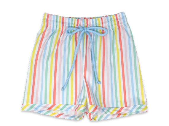 Rainbow stripe swim trunks