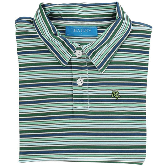 Forest LS striped performance polo