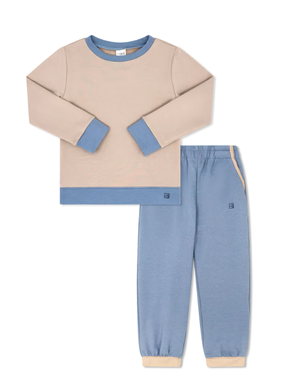 River jogger set- Khaki and lake blue