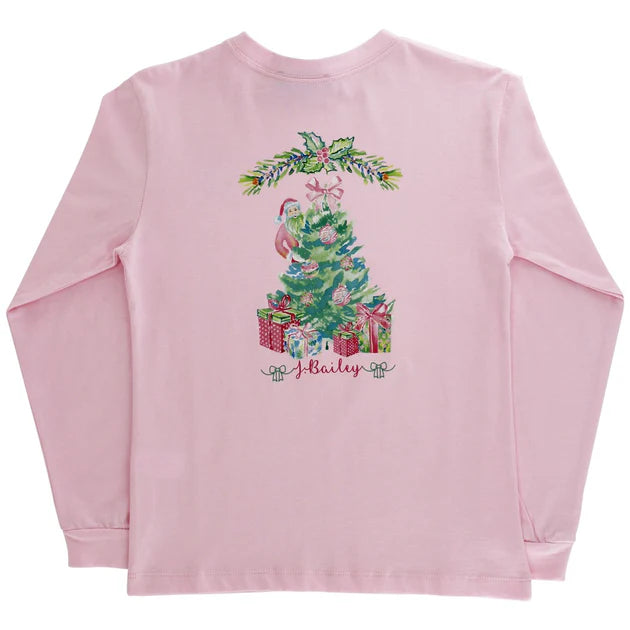 Santa Tree on pink logo tee