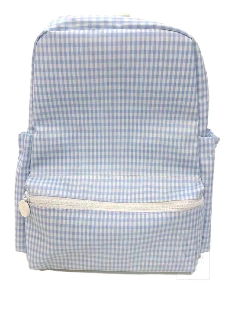 TRVL blue gingham backpack