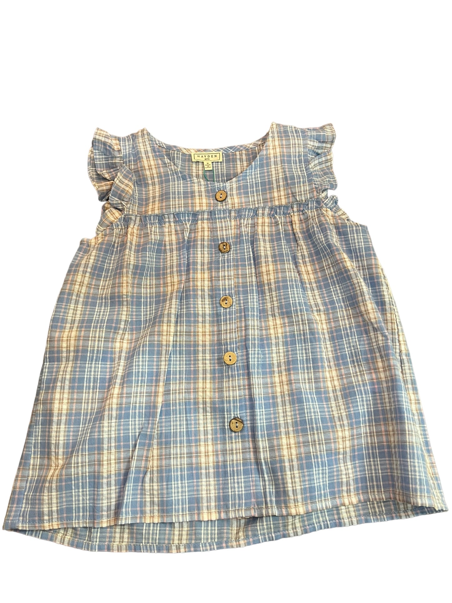 blue plaid button up tank