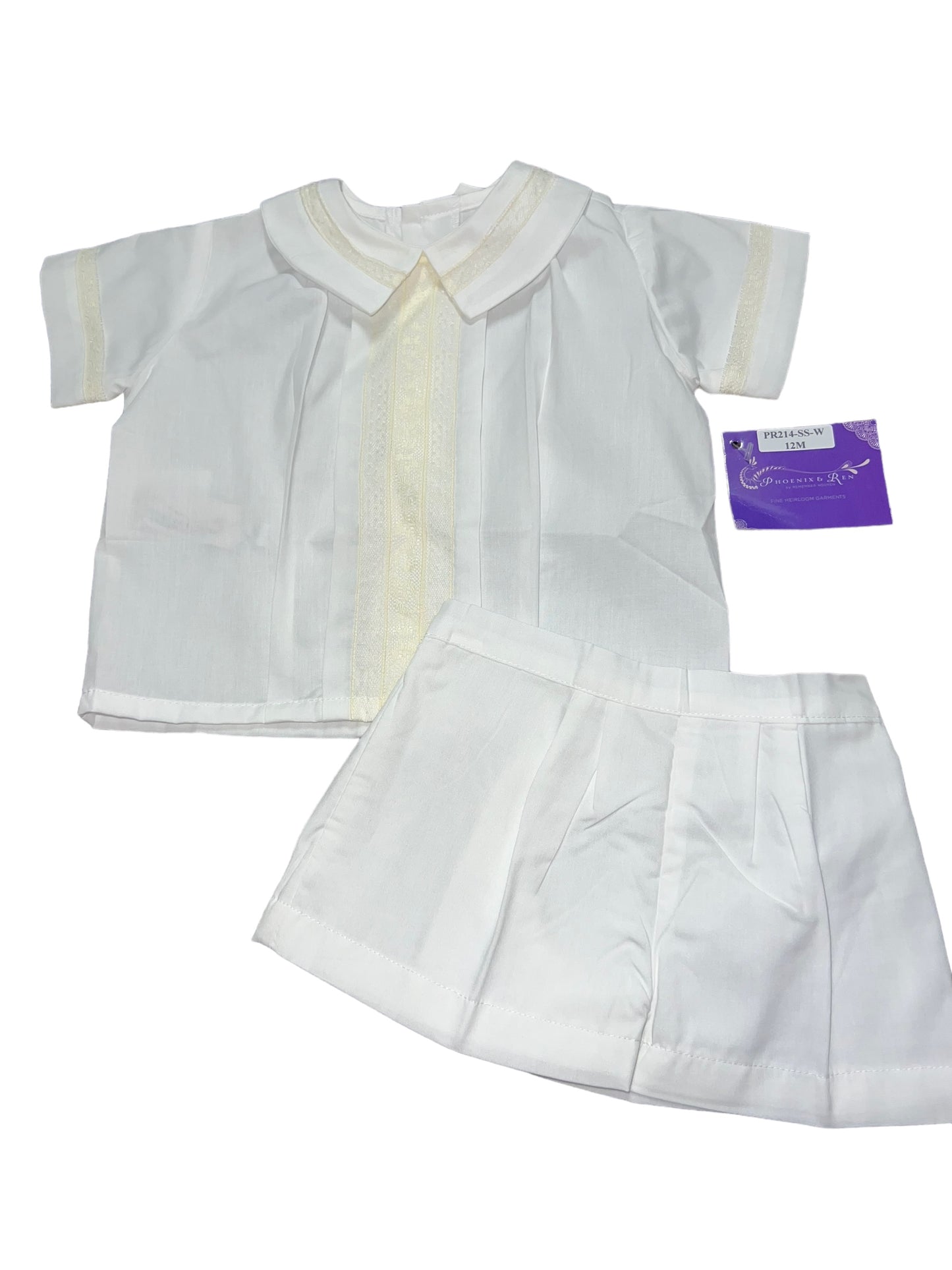White andie short set