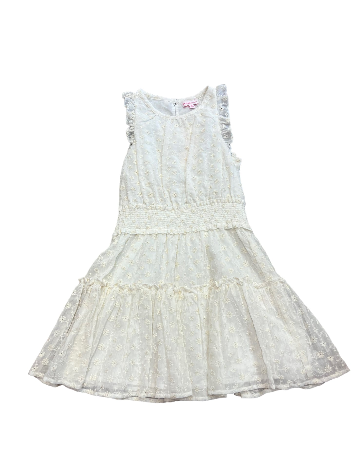 White emb flower dress