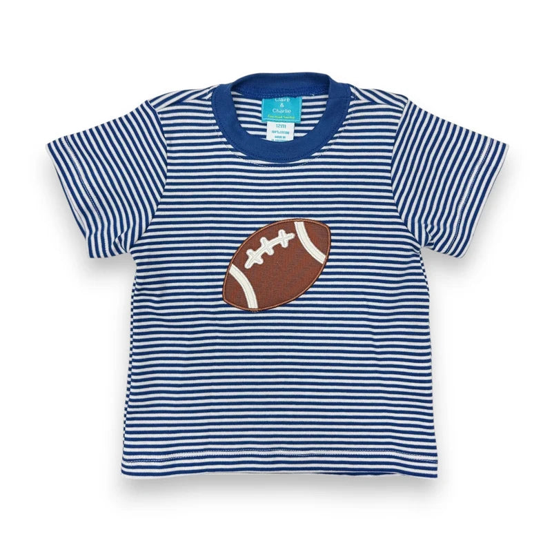 Football royal blue stripe t-shirt