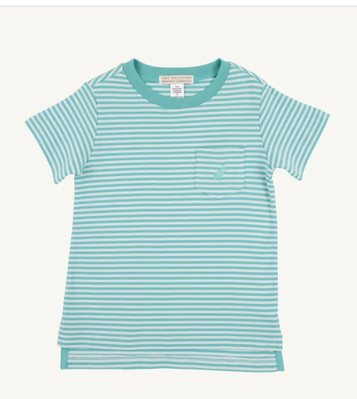 Turks teal stripe crewneck