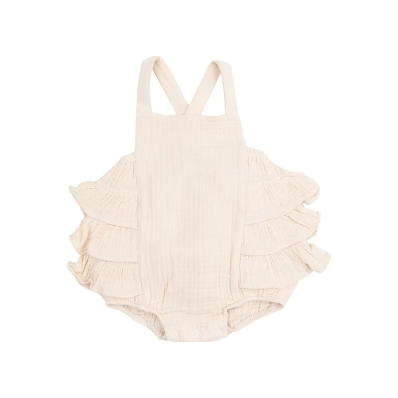 Solid muslin white swan sunsuit