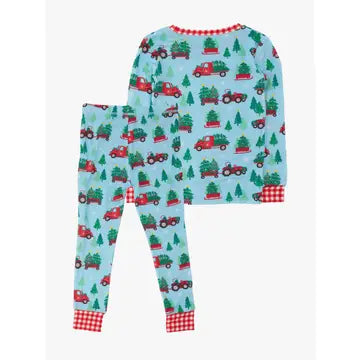 Christmas tree farm trucks pajama set