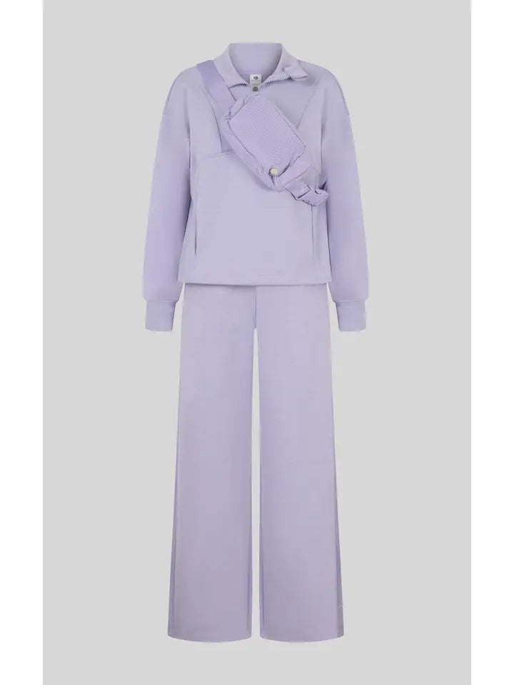 Lilac Tween Half Zip, Wide Pants