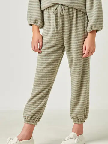 Girls Drawstring Waist Striped Jogger