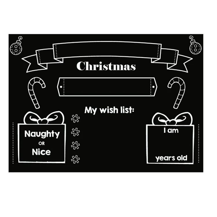 Christmas Wish List Chalkboard Placemat