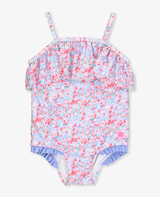 shimmer on single ruffle one piece