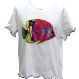 White ruffle fish tee