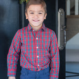 Ryan button up red Christmas plaid