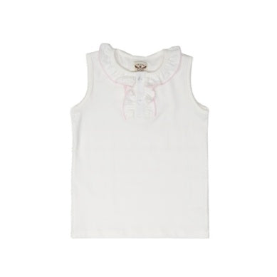 lucy white w/ pink trim tank